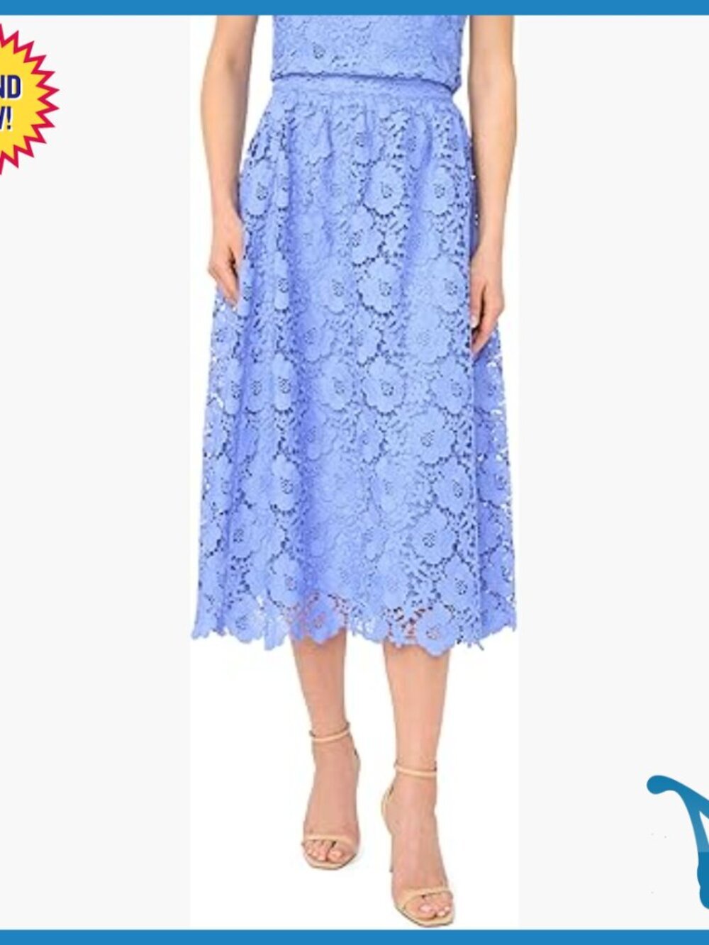 Lace A-Line Midi Skirt for Work, Day to Night